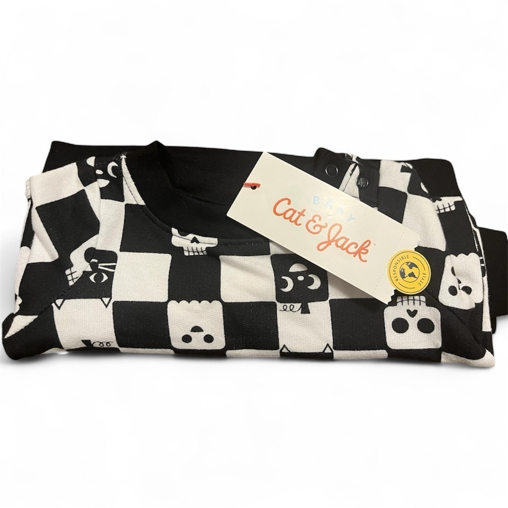 Kids Skull and Cat Checkered Pajama Set NWT - Picture 2 of 4